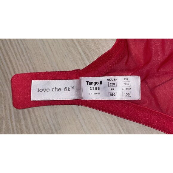 Panache Superbra Tango II 3256 Embroidered Sheer Balconette Bra Sheer 32G Red - Picture 6 of 6